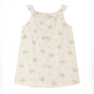 BONPOINT Cream Floral Ruffle Neck Sleeveless Dress